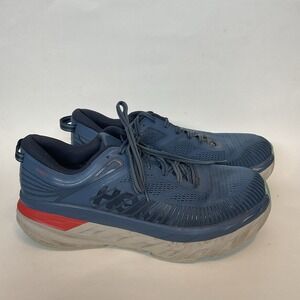 Hoka One One Bondi 7 Mens Wide Running Shoes Blue Athletic Sneakers Size 9,5